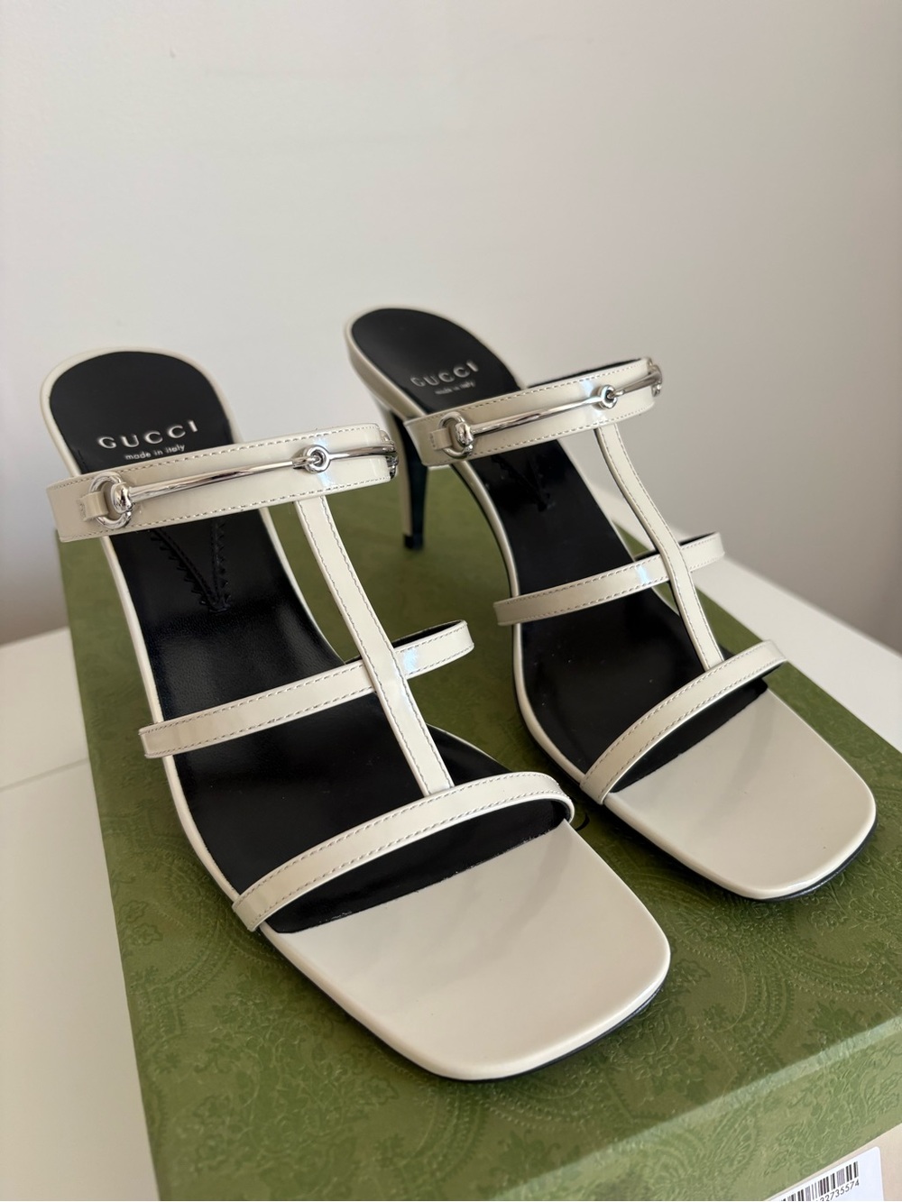 GUCCI Patent Leather Horsebit Strap High Heel Sandals NEW Size 40 / US 10